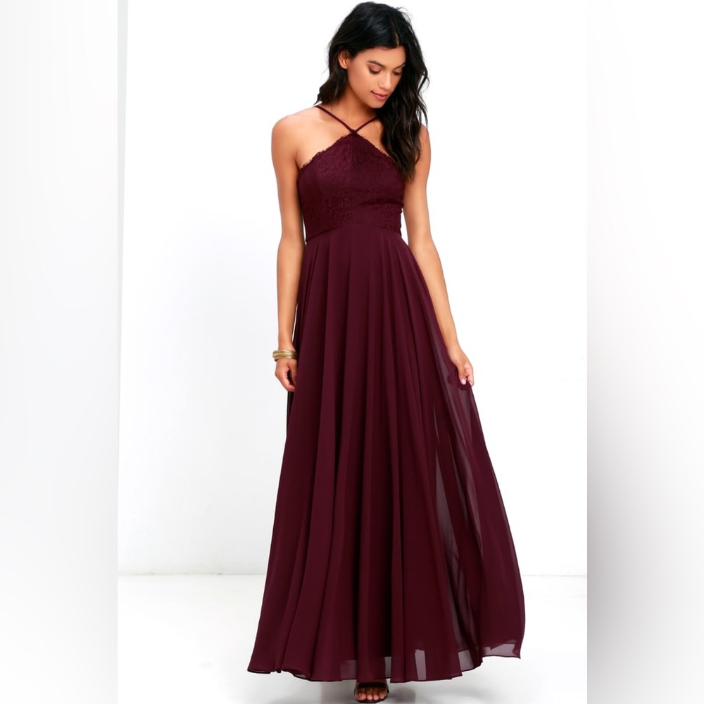 Lulus Everlasting Enchantment Burgundy Maxi Dress